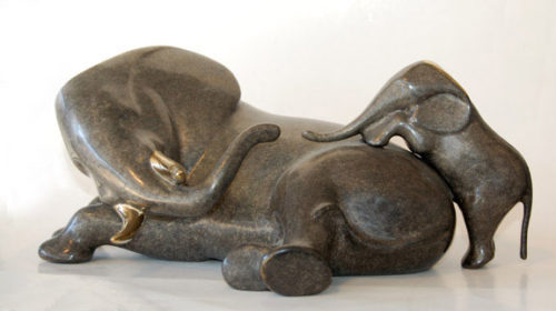 Reclining Elephant and Baby Sculpture 333 by Loet Vanderveen at Art Leaders Gallery, voted “Michigan’s Best Fine Art Gallery” is located in the heart of West Bloomfield. This full service fine art gallery is the destination for all your art and custom picture framing needs. Our extensive inventory of art includes styles ranging from contemporary to traditional. The gallery represents international, national and emerging new talent as well as local Michigan artists.