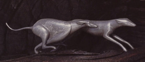 Running Greyhounds bronze sculpture #303, Loet Vanderveen greyhound sculpture 303, Bronze greyhound Sculpture 303, Limited Edition Dog Sculpture, Animal Art, running dog sculpture, Art Leaders Gallery in Michigan