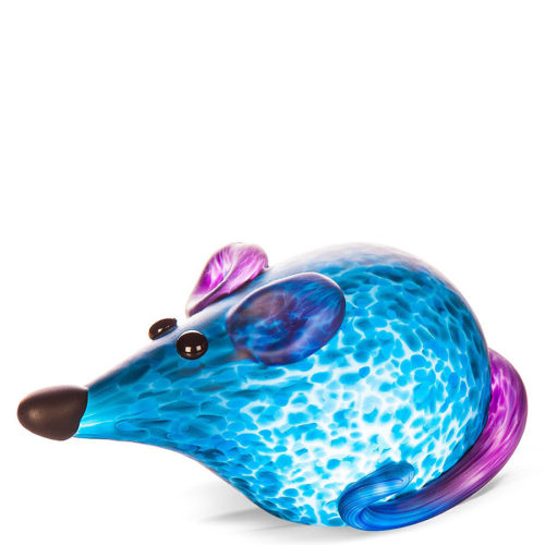 Blue Glass Mouse Paperweight