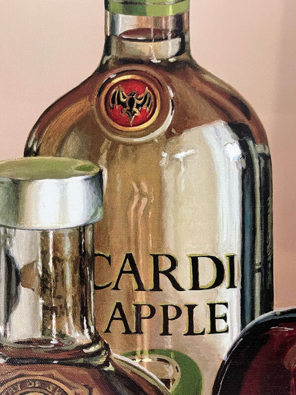 Hyper realistic painting of liquor and spirits